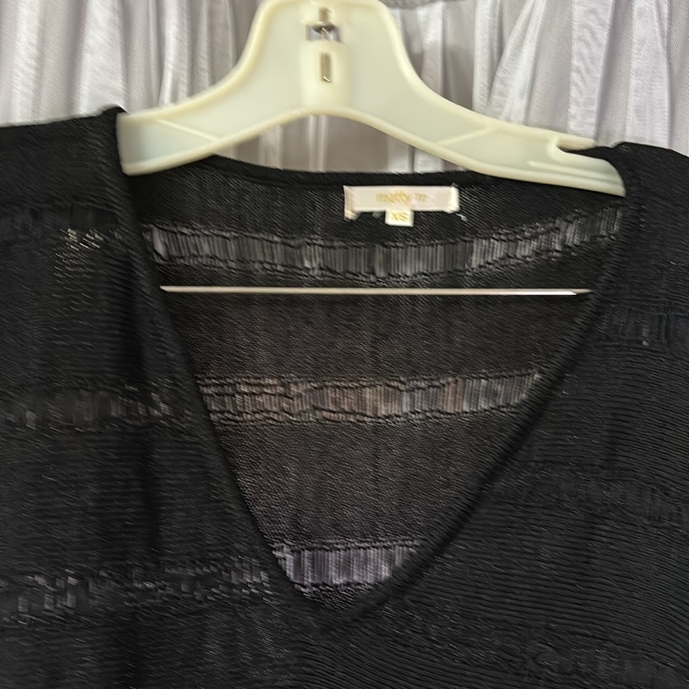 Sassy and sexy black sweater top!  See through!  Lots of stretch! - Picture 2 of 7